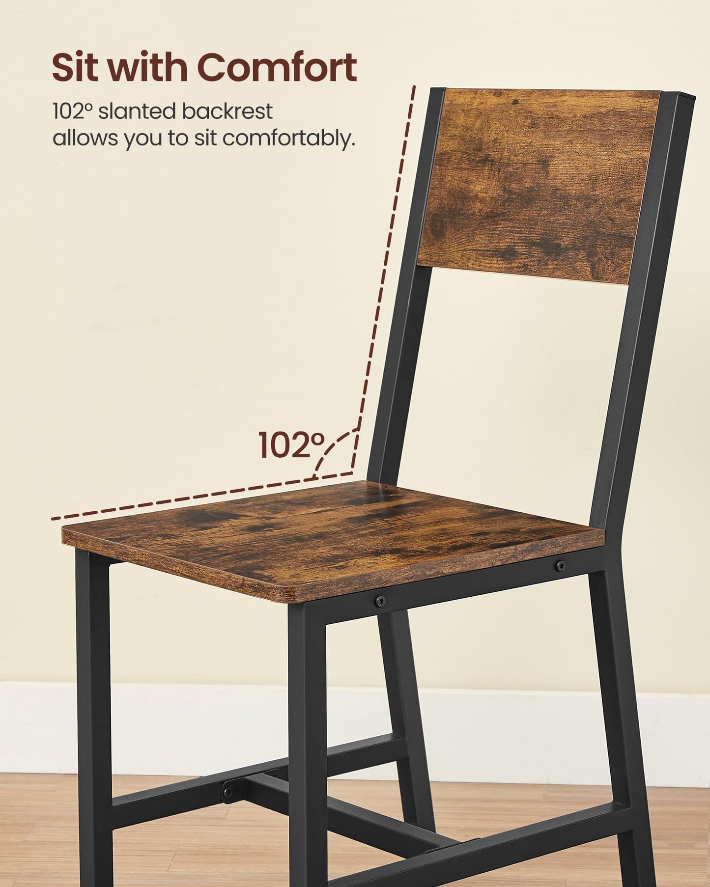 Rustic Wood Chairs with Metal Steel Frame